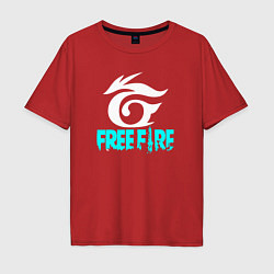 Футболка оверсайз мужская Free Fire - неон, цвет: красный