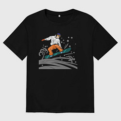 Футболка оверсайз мужская Сноубордист snowboard, цвет: черный