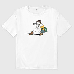 Мужская футболка оверсайз Девушка фотограф за работой