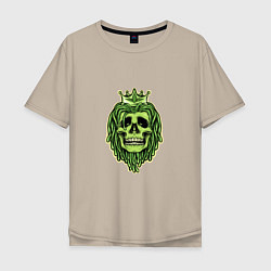 Футболка оверсайз мужская Green Skull, цвет: миндальный