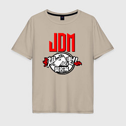 Футболка оверсайз мужская JDM Bull terrier Japan, цвет: миндальный