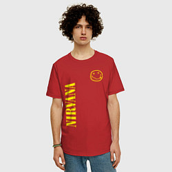 Футболка оверсайз мужская Nirvana нирвана смайл, цвет: красный — фото 2