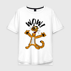 Мужская футболка оверсайз Офигевший тигр Wow!