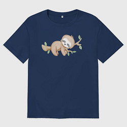 Мужская футболка оверсайз Милый Ленивец На Дереве