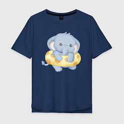 Мужская футболка оверсайз Милый Слонёнок С Плавательным Кругом