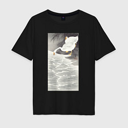 Мужская футболка оверсайз Geese on the Shore - Японские мотивы