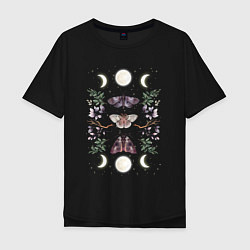 Мужская футболка оверсайз Мотыльки, луна, магия, мистика, эзотерика