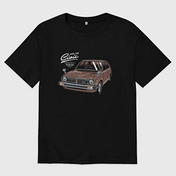 Футболка оверсайз мужская Ретро - автомобиль Классика, цвет: черный