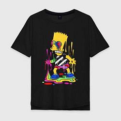Мужская футболка оверсайз Барт Симпсон в разноцветных кляксах Bart Simpson i