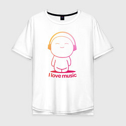 Мужская футболка оверсайз I love music цветная