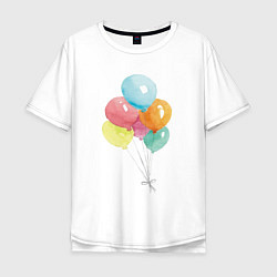 Мужская футболка оверсайз Акварельные воздушные шары