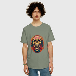 Футболка оверсайз мужская Cross - Skull, цвет: авокадо — фото 2