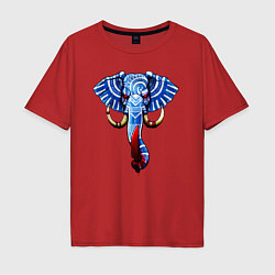 Футболка оверсайз мужская Слон с тесаком, цвет: красный
