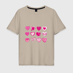 Мужская футболка оверсайз РОЗОВЫЕ СЕРДЕЧКИ PINK HEARTS