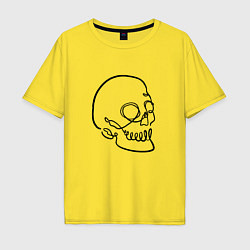 Футболка оверсайз мужская Череп Лайн Арт Skull Line Art, цвет: желтый