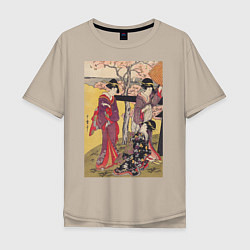 Мужская футболка оверсайз Gotenyama no Hanami Hidari Цветение сакуры