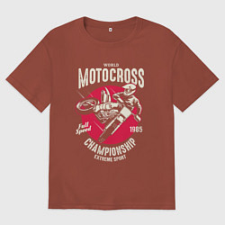 Футболка оверсайз мужская МОТОКРОСС ЧЕМПИОН, цвет: кирпичный