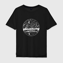 Мужская футболка оверсайз Ночной горный пейзаж Night Mountain Landscape