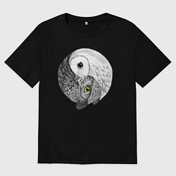 Мужская футболка оверсайз Инь Янь по совиному