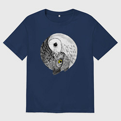 Мужская футболка оверсайз Инь Янь по совиному