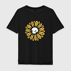 Футболка оверсайз мужская Череп Подсолнух Sunflower Skull, цвет: черный