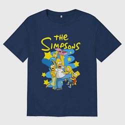 Футболка оверсайз мужская The SimpsonsСемейка Симпсонов, цвет: тёмно-синий