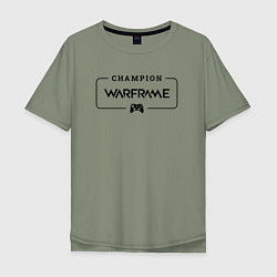 Мужская футболка оверсайз Warframe Gaming Champion: рамка с лого и джойстико