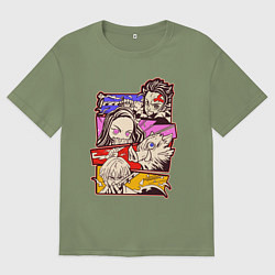 Мужская футболка оверсайз Клинок, рассекающий демонов Истребитель демонов