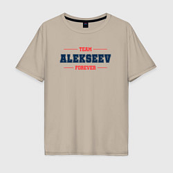 Футболка оверсайз мужская Team Alekseev Forever фамилия на латинице, цвет: миндальный