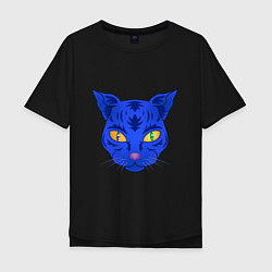 Мужская футболка оверсайз Иллюстрация неоновой кошки
