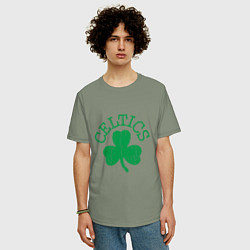 Футболка оверсайз мужская Basketball - Celtics, цвет: авокадо — фото 2