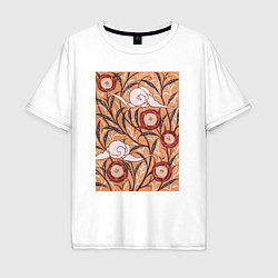 Футболка оверсайз мужская Samarkande Art Nouveau Flower Pattern Цветочный ор, цвет: белый