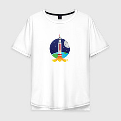 Мужская футболка оверсайз Ракета в космосе