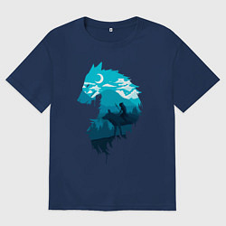 Мужская футболка оверсайз Принцесса Мононоке волчий силуэт