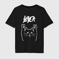 Мужская футболка оверсайз Slayer Рок кот