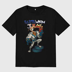 Мужская футболка оверсайз Earth worm - Jim