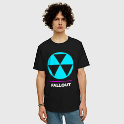 Футболка оверсайз мужская Символ Fallout в неоновых цветах, цвет: черный — фото 2