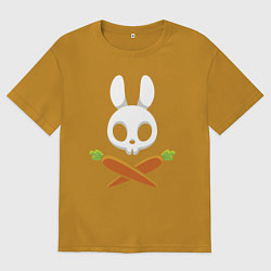 Мужская футболка оверсайз Череп кролика с двумя морковками