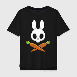 Мужская футболка оверсайз Череп кролика с двумя морковками