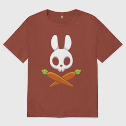 Мужская футболка оверсайз Череп кролика с двумя морковками