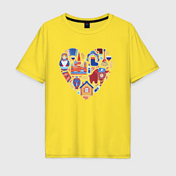 Футболка оверсайз мужская Сердце Россия, цвет: желтый