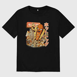 Мужская футболка оверсайз Хотдожный монстр