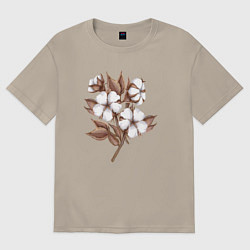 Мужская футболка оверсайз Цветы хлопка в букете