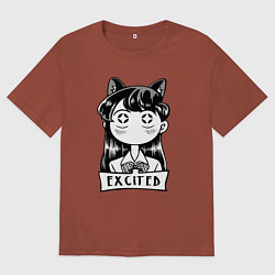 Мужская футболка оверсайз Взволнованная Коми-сан