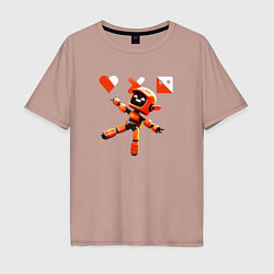 Мужская футболка оверсайз Love death and robots оранжевый робот