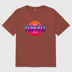 Футболка оверсайз мужская Retrowave Tokyo, цвет: кирпичный
