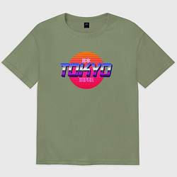 Футболка оверсайз мужская Retrowave Tokyo, цвет: авокадо