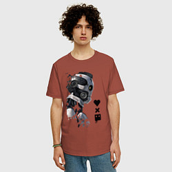 Футболка оверсайз мужская Xbot 4000 в профиль с лого, цвет: кирпичный — фото 2