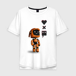 Футболка оверсайз мужская Оранжевый робот с логотипом LDR, цвет: белый