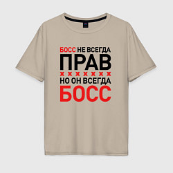 Футболка оверсайз мужская Босс не всегда прав, но всегда босс, цвет: миндальный